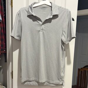 J. Crew Gray and White Striped Polo Shirt